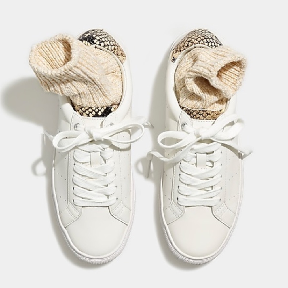 NIB J Crew Saturday sneakers snake-print leather